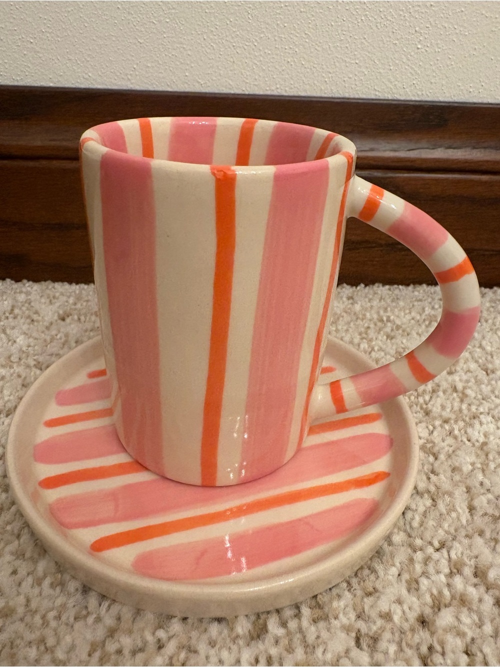 NWT Anthropologie Daily Stripe Stoneware Expresso Cup & Saucer